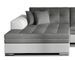 Canapé d'angle gauche convertible 4 places tissu gris foncé et simili blanc Looka 295 cm - Photo n°3