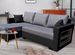 Canapé d'angle gauche convertible tissu gris clair et simili cuir noir Kami L 230 cm - Photo n°2