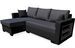 Canapé d'angle gauche convertible tissu gris foncé et simili cuir noir Kami L 230 cm - Photo n°1