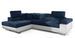 Canapé d'angle gauche convertible velours bleu marine et simili blanc Marka 275 cm - Photo n°1