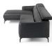 Canapé d'angle gauche cuir noir et pieds acier inoxydable Yaro - Photo n°5