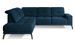 Canapé d'angle gauche design matelassé tissu doux brillant bleu nuit et pied noir Kazane 275 cm - Photo n°1