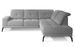 Canapé d'angle gauche design matelassé tissu doux brillant gris clair et pied noir Kazane 275 cm - Photo n°5