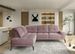 Canapé d'angle gauche design matelassé velours rose et pied noir Kazane 275 cm - Photo n°2