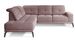 Canapé d'angle gauche design matelassé velours rose et pied noir Kazane 275 cm - Photo n°1