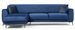 Canapé d'angle gauche design velours bleu marine et pieds acier noir Liza - Photo n°1