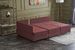 Canapé d'angle gauche et 2 poufs tissu rouge Tikona 280 cm - Photo n°4