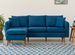 Canapé d'angle gauche tissu bleu canard avec pieds en bois naturel Rival 215 cm - Photo n°2