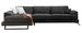 Canapé d'angle gauche velours anthracite avec têtières relevables et pieds metal noir Briko 308 cm - Photo n°1