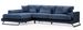Canapé d'angle gauche velours bleu avec têtières relevables et pieds metal noir Briko 308 cm - Photo n°1
