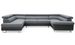 Canapé d'angle panoramique convertible simili cuir noir et tissu gris clair Boo - Photo n°1