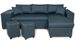 Canapé d'angle réversible convertible poufs à gauche étagère à droite tissu bleu pétrole Erly 254 cm - Photo n°1