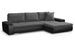 Canapé d'angle réversible convertible simili cuir noir et tissu gris foncé Bento - Photo n°1