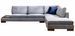 Canapé d'angle velours avec plateau en bois noyer Bakiza 313 cm - Photo n°1