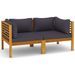 Canapé de jardin à 2 places avec coussin Bois d'acacia massif - Photo n°1