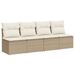 Canapé de jardin avec coussins 4 places beige résine tressée - Photo n°1