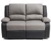 Canapé de relaxation manuel 2 places simili cuir noir et microfibre gris Confort - Photo n°1