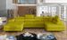 Canapé design panoramique U convertible droit tissu jaune avec coffre de rangement Romano - Photo n°2