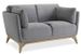 Canapé haut de gamme 2 places assise tissu gris et pieds bois plaqué Noyer Luxy - Photo n°1