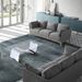 Canapé haut de gamme 2 places assise tissu gris et pieds bois plaqué Noyer Luxy - Photo n°2