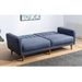 Canapé lit 3 places tissu lin bleu jean et pieds bois naturel Shekal 210 cm - Photo n°3