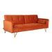 Canapé lit 3 places velours orange et pieds métal dorés Lokane - Photo n°2
