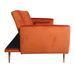 Canapé lit 3 places velours orange et pieds métal dorés Lokane - Photo n°3