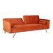 Canapé lit 3 places velours orange et pieds métal dorés Lokane - Photo n°4