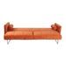Canapé lit 3 places velours orange et pieds métal dorés Lokane - Photo n°8