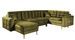 Canapé panoramique convertible ANSKA en velours avec pieds en bois naturel – 325 cm - Photo n°1