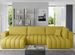 Canapé panoramique convertible design capitonné tissu jaune méridienne gauche Boston 350 cm - Photo n°1