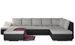 Canapé panoramique convertible JONAZ simili cuir, tissu - Rangement integré - Photo n°1