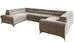 Canapé panoramique convertible tissu beige chiné avec coffre de rangement Louve 340 cm - Photo n°1