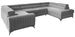 Canapé panoramique convertible tissu gris clair avec coffre de rangement Louve 340 cm - Photo n°1