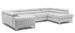 Canapé panoramique convertible tissu gris clair avec coffre de rangement Louve 340 cm - Photo n°6