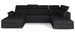 Canapé panoramique convertible tissu noir coffre de rangement à gauche Levano 330 cm - Photo n°1