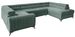 Canapé panoramique convertible tissu vert emeraude avec coffre de rangement Louve 340 cm - Photo n°1