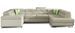 Canapé panoramique convertible TOVY en tissu et simili cuir avec têtières réglables – 340 cm - Photo n°1
