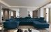Canapé panoramique convertible velours bleu avec coffre de rangement Louve 340 cm - Photo n°22