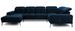 Canapé panoramique design tissu bleu nuit têtières angle droit avec accoudoir Stan 350 cm - Photo n°1
