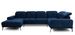 Canapé panoramique design velours bleu nuit têtières angle droit avec accoudoir Stan 350 cm - Photo n°1