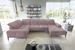 Canapé panoramique design velours rose balais têtières angle gauche avec accoudoir Stan 350 cm - Photo n°2