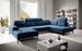 Canapé panoramique moderne tissu bleu nuit têtières angle droit Versus 350 cm - Photo n°2