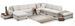 Canapé panoramique tissu beige clair avec étagère en bois et grande méridienne à droite Zabora 374 cm - Photo n°2