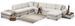 Canapé panoramique tissu beige clair avec étagère en bois et grande méridienne à gauche Zabora 374 cm - Photo n°2