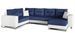 Canapé panoramique tissu bleu et simili cuir blanc en forme de U convertible avec petit coffre de rangement Lizzio 312 cm - Photo n°1