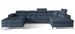 Canapé panoramique tissu bleu jean coffre de rangement à droite Kutty 345 cm - Photo n°1