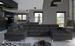 Canapé panoramique tissu gris chiné coffre de rangement à gauche Kutty 345 cm - Photo n°2