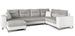 Canapé panoramique tissu gris clair chiné et simili cuir blanc en forme de U convertible avec petit coffre de rangement Lizzio 312 cm - Photo n°4