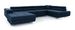 Canapé panoramique tissu gris clair et simili cuir noir convertible avec coffre de rangement Romano 345 cm - Photo n°4